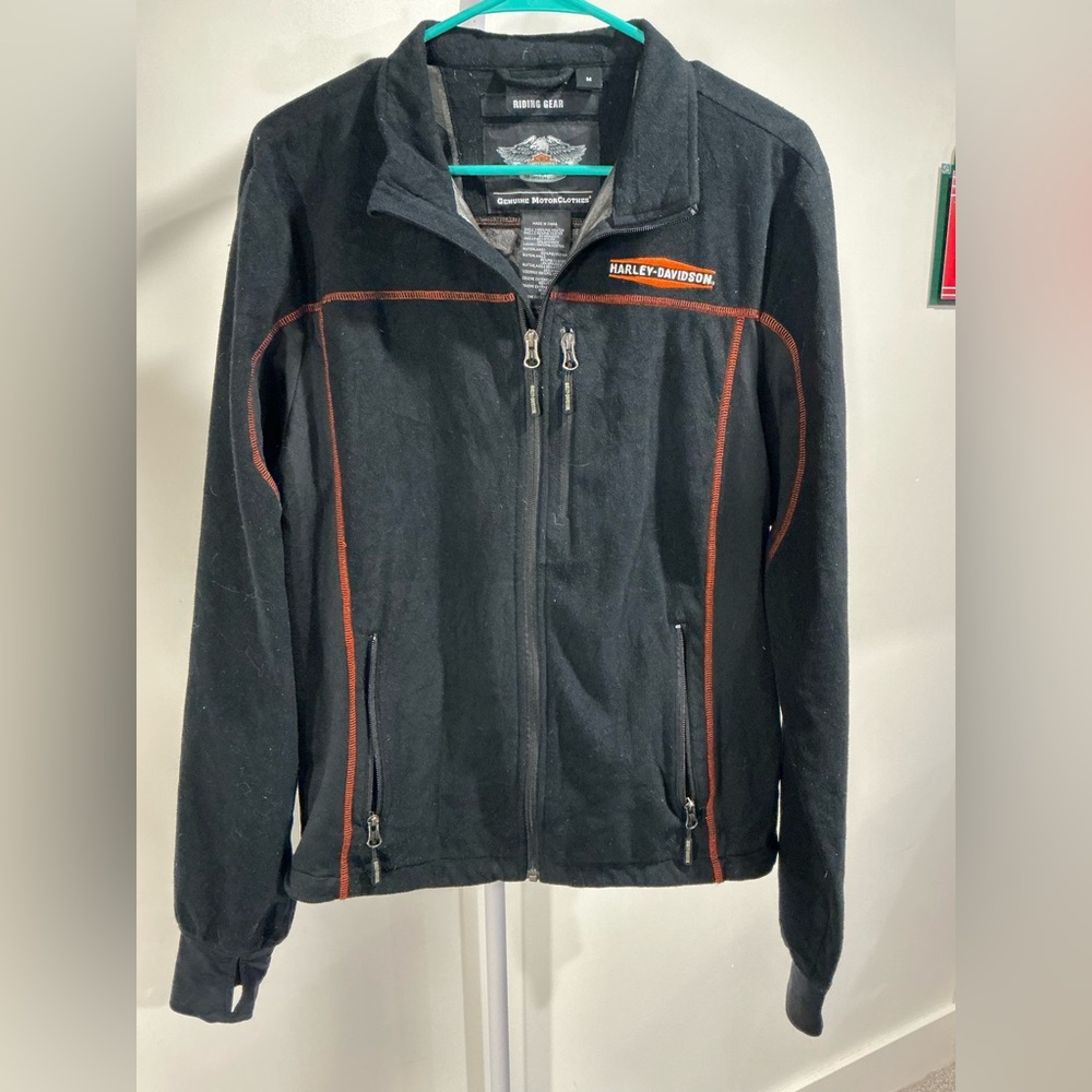 🍒 Harley-Davidson Black Jacket with Orange Trim